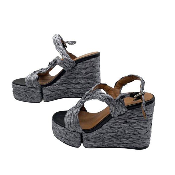 Robert Clergerie Ally Raffia Platform Wedge Sandal Womens Size US 6.5 - Picture 4 of 11